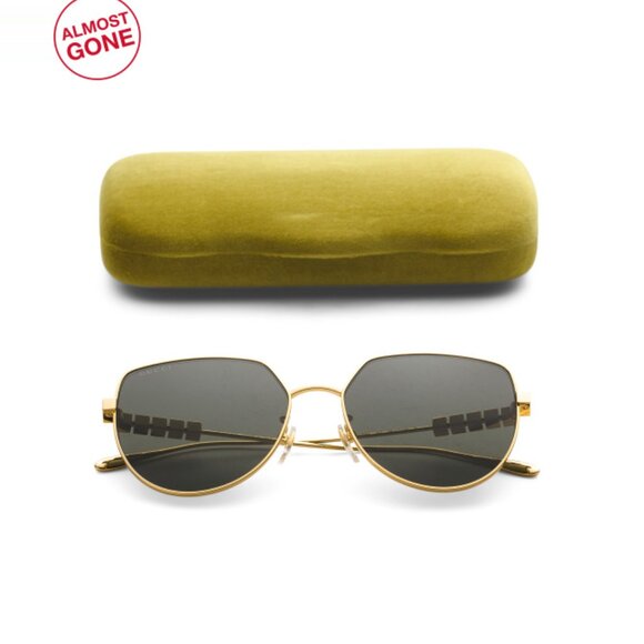 GUCCI Gold 58mm Metal Round Sunglasses